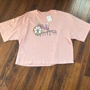 Hello Kitty Sanrio Crop Tee T-Shirt XL Baby Pink NWT